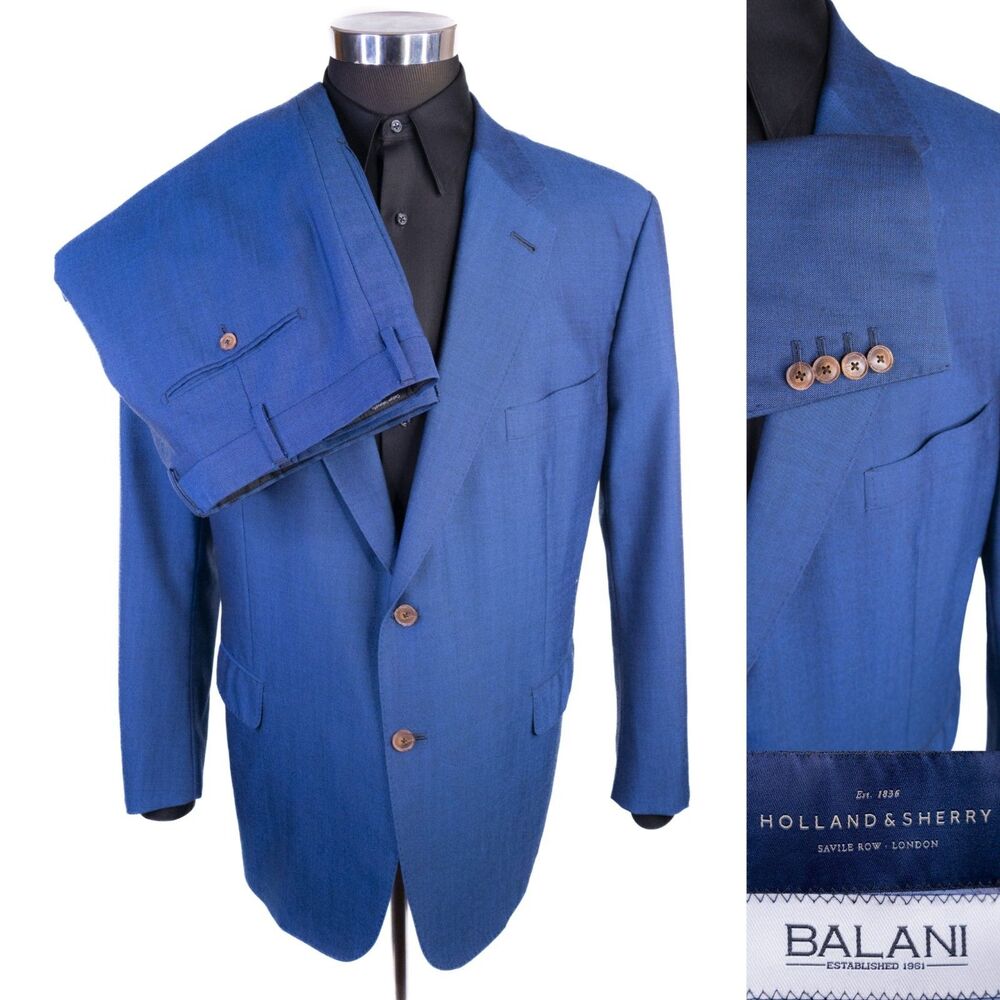 Holland & Sherry Savile Row BALANI 2-Pcs Suit Jacket Tailored 46R Pants 40X30.5